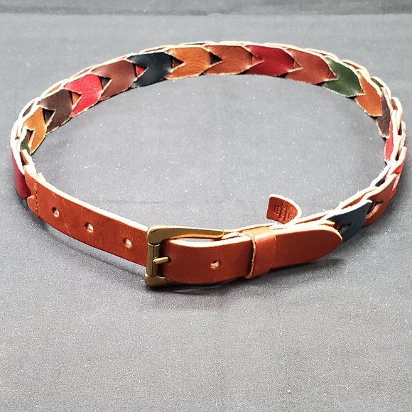 Fossil Mutli-Color Braided Genuine Leather Belt Size Medium - Picture 2 of 6